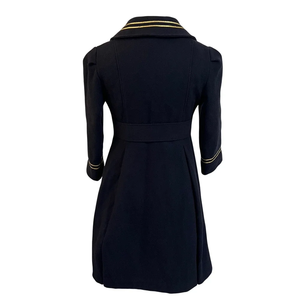 Vintage Freeway Fashions Navy Wool Double Breasted Military Pea Coat Girls 7